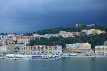 Ancona , Italy, Tuesday 5 July 2020 view of the city port from ship covid-19 season holidays high...