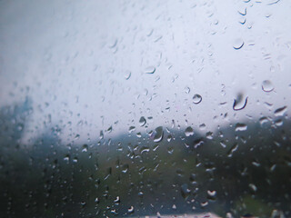 fogged glass and with drops from the inside