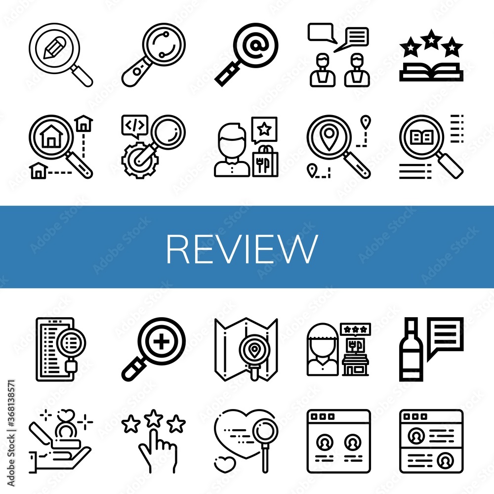 Poster review simple icons set