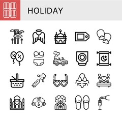 holiday simple icons set