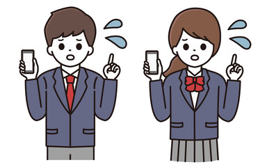 男子学生 女子学生 スマートフォン ポイント イラスト