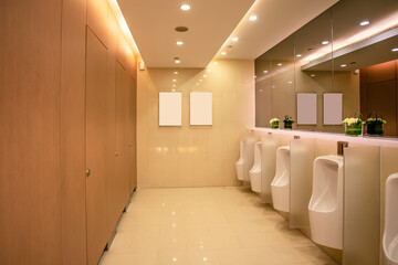 Interior view of modern bathroom in hotel mall