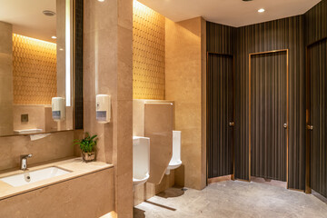 Interior view of modern bathroom in hotel mall