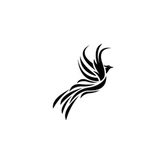 Phoenix bird black simple logo vector