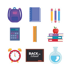 set of school and education supplies vector illustration design