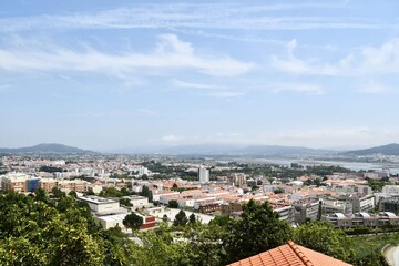 aerial View of Viana do Castelo north portugal from the Santuario de luzia hill.