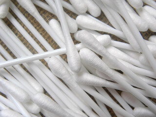 White color plastic cotton swabs