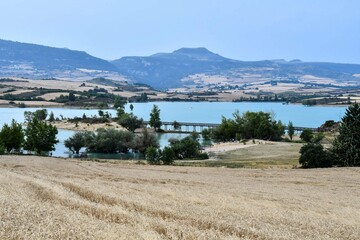 spanish landscape view of european countryside rural area in castilla y leon burgos spain.