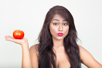 Portrait of young beautiful Indian woman in underwear