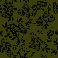 Grey Roses Floral Pattern Seamless Vector Illustrator. Great for fabrics, textiles, wallpapers, backgrounds, 