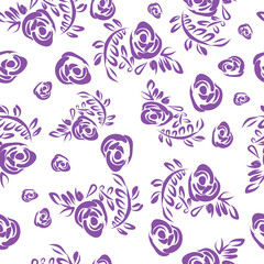 Purple Floral Pattern Seamless Vector Illustrator. Great for fabrics, textiles, wallpapers, backgrounds, 