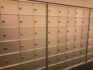 locked mail boxes in urban high rise building