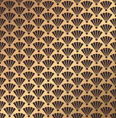 Art Deco Fan Pattern Gold Background