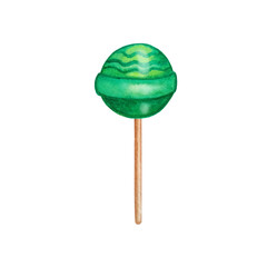 watercolor green round lollipop