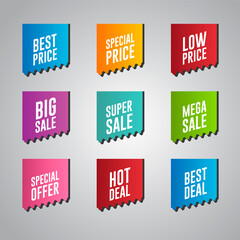 Set of discount promo badge, Best Price, Big Sale Banners, labels, badges