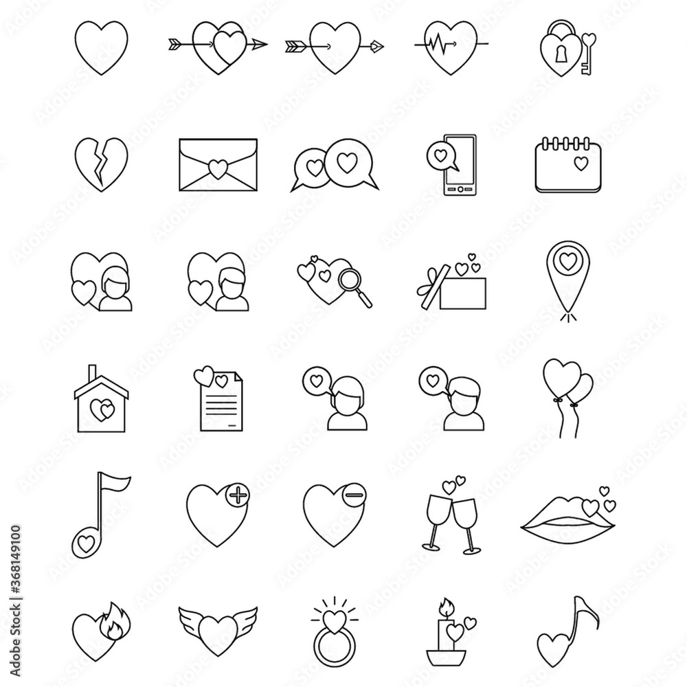 Sticker set of love icons