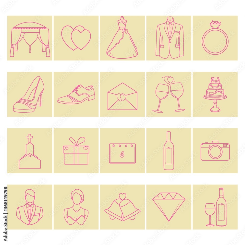 Poster set of wedding icons