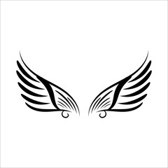 Obraz premium Hand drawn angels wings, black Angel Wings Isolated, Vector Illustration