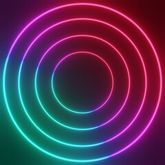 3d glowing magic circle frame. Glowing neon fire wave.