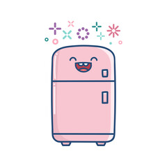 kawaii smiling kitchen fridge cartoon