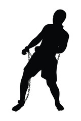 Slave with chain silhouette vector