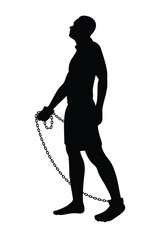 Slave with chain silhouette vector