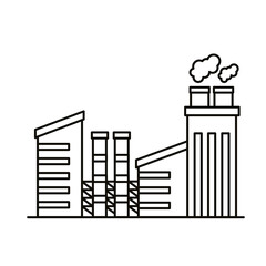 industry factory buildings and chimneys line style icons