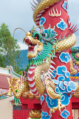 Fototapeta premium China dragon, Chinese temple in thailand.