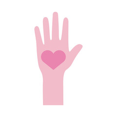 hand human up with heart flat style icon