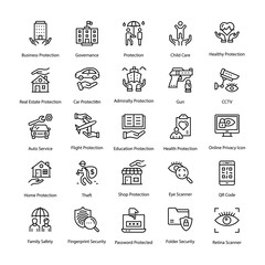 Protection Line Vector Icons Set