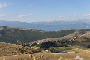Fototapeta na wymiar Aerial view of italian village in mountains, Abruzzo, Italy.