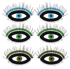 eye of the woman, vector, sketch, illustration, blue eyes, green eyes, brown eyes, hazel eyes, abstract art, print, pattern, eye of the beholder, woman face, human face, eyelashes, eye makeup, beauty