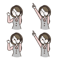 案内係の女性　イラストセット