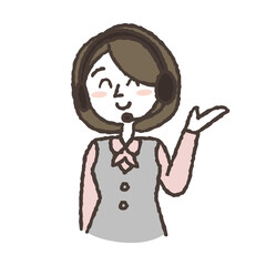 左手へ案内する案内係の女性