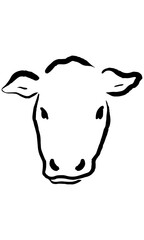 筆書きの牛の顔
