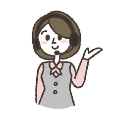 左手へ案内する案内係の女性