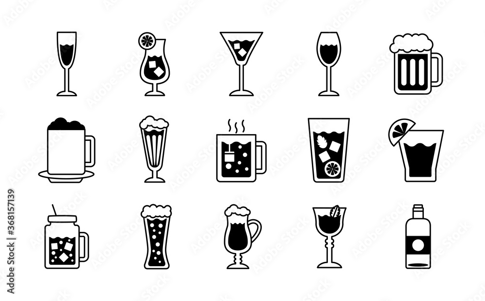 Canvas Prints bundle of drinks collection set icons