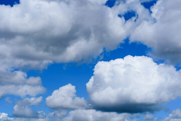 Naklejka na ściany i meble Blue sky with clouds in summer season, Nature background