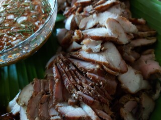 Grilled pork and spicy dipping sauce, Thai food