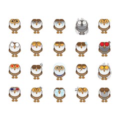 owl with various expressions collection