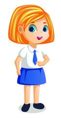 little girl in school uniform