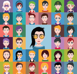 Obraz na płótnie Canvas Set of 25 color, different avatar