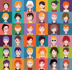 Naklejka na ściany i meble Collection of avatars ( Man and woman Characters )
