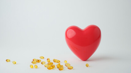 red heart on white background . symbol of love, care ,health and organ donation.