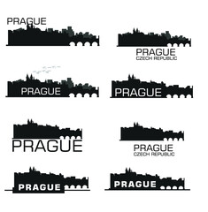 Prague city silhouettes