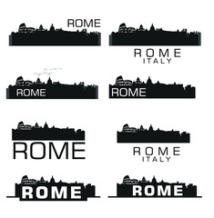 Vector Rome city silhouettes