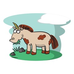 unicorn eating grass