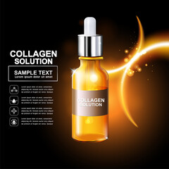 Collagen Serum and Vitamin Background Concept Skin Care Cosmetic.