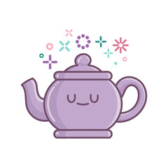 kawaii tea kettle icon cartoon illustration