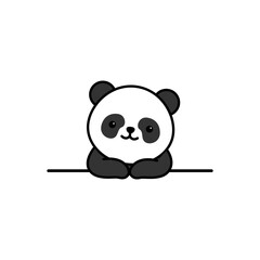 Fototapety  Cute panda over wall cartoon, vector illustration